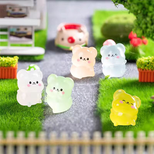5Pcs Figurines Creative DIY Home Decoration Accessories Desktop Decoration Gifts Cartoon Cute Luminous Mouse Ornaments Miniatur