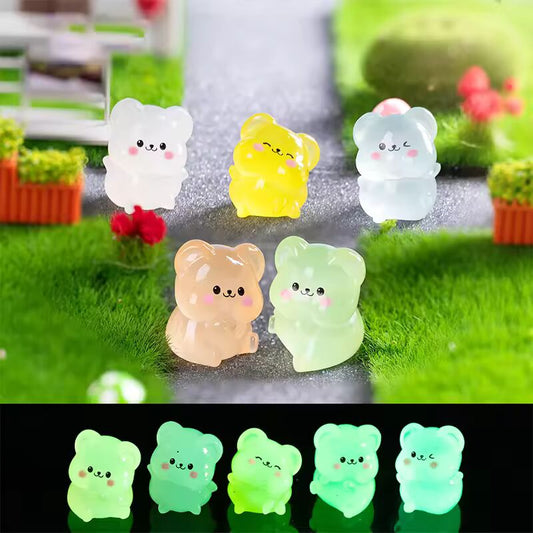 5Pcs Figurines Creative DIY Home Decoration Accessories Desktop Decoration Gifts Cartoon Cute Luminous Mouse Ornaments Miniatur