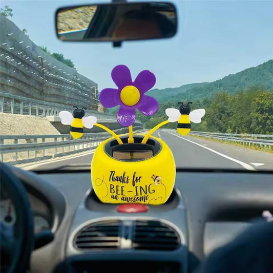 Solar Flower Pot Ornaments Creative Bee Unicorn Butterfly Dancing Decorations For Desk Window Car Interior Ornaments Kids Toy
