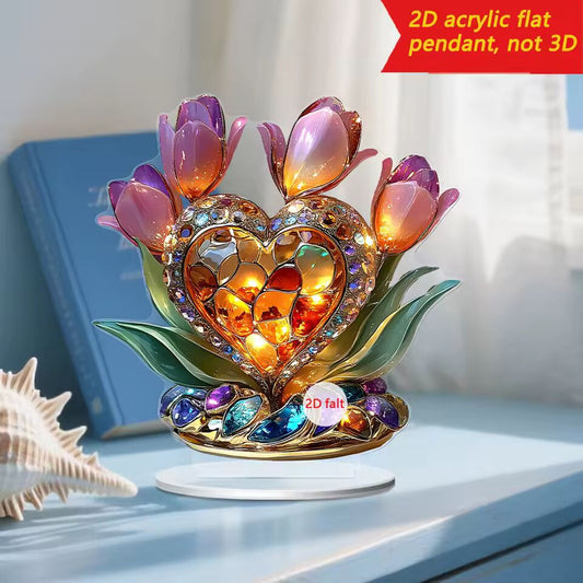 Crystal Rose Flower Figurine Glass Princess Style Dreamy Rose Flower Ornament Gift For Lady Home Table Wedding Decor